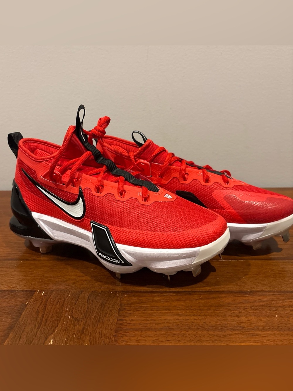 Nike Force Zoom Trout 9 Elite Baseball Cleats Metal Men 8.5 Red FB2906-600 NEW